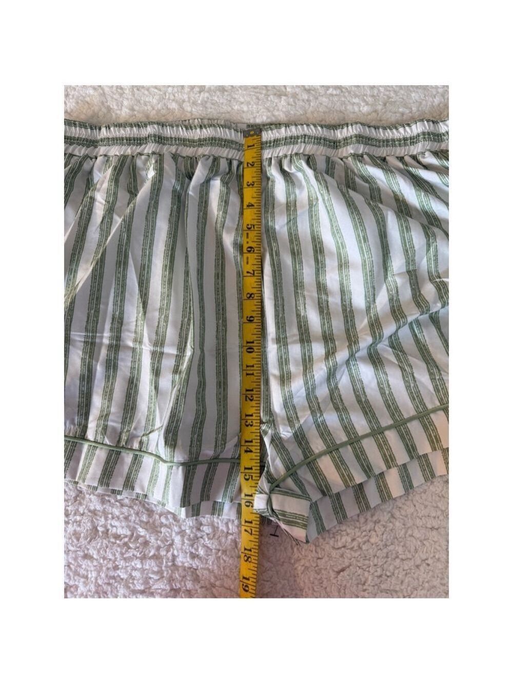 Princess Polly Striped Pajama Shorts Set Size 16 Green and White - Picture 11 of 11